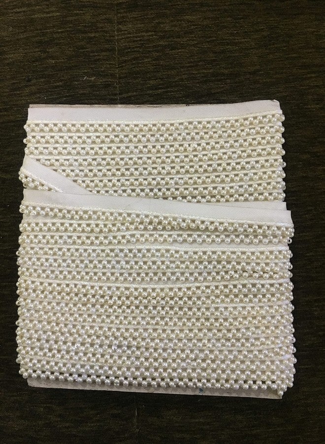 DaSync Pearl Lace and Border Material for Sarees offwhite Cream Colour lace Blouse Dupatta chunni lahenga Gowns, Dress, caps, Decoration and Crafts,Pack of 8 Meters - Image 4